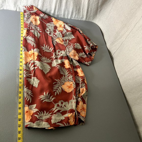 Bermuda Bay Mens 100% Silk Hawaiian Button Up Shirt Size XL Tropical Floral Camp - Picture 6 of 7